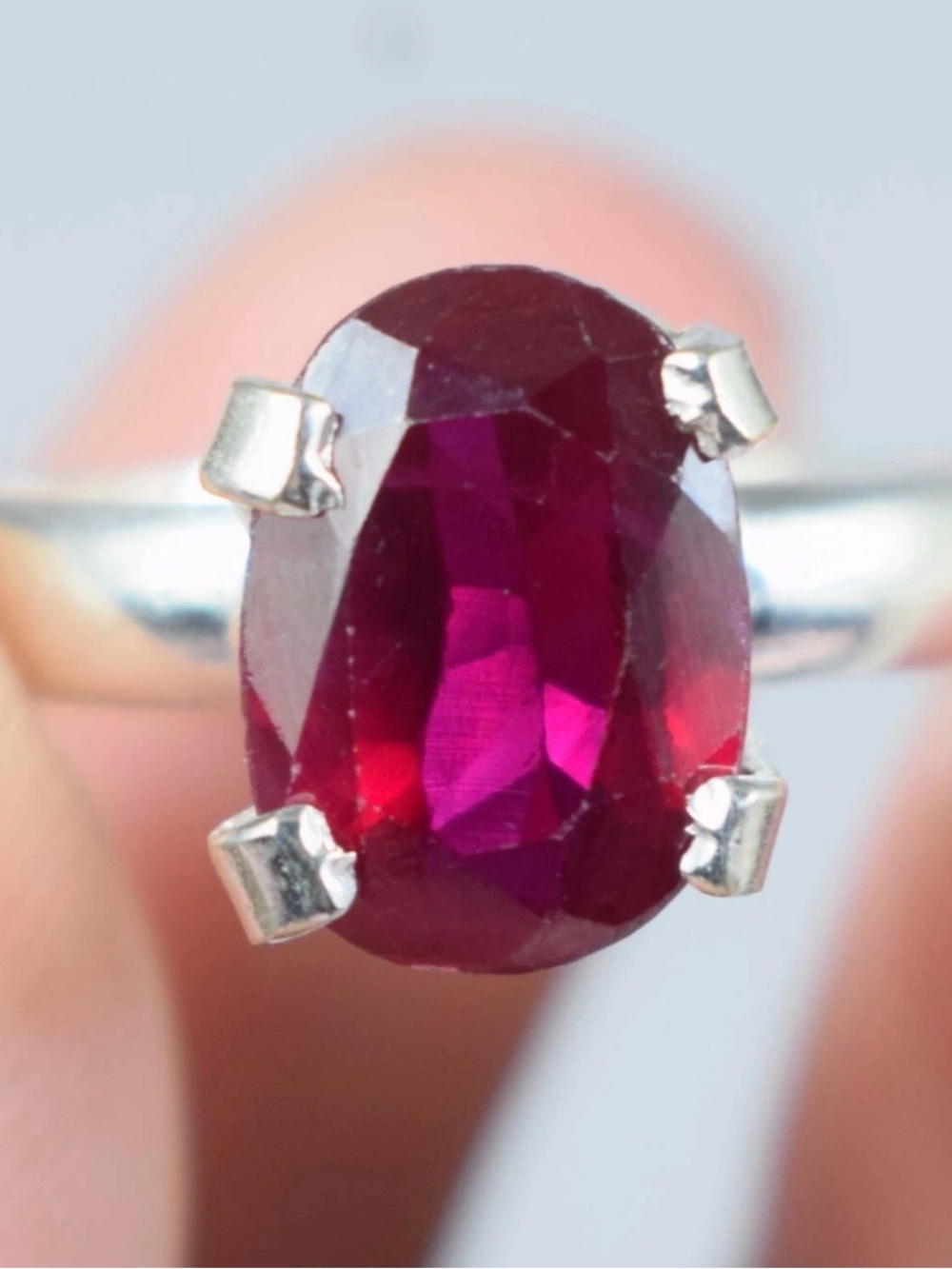 CERTIFIED 10.15CT NATURAL Red Ruby S925 Sterling Silver Ring